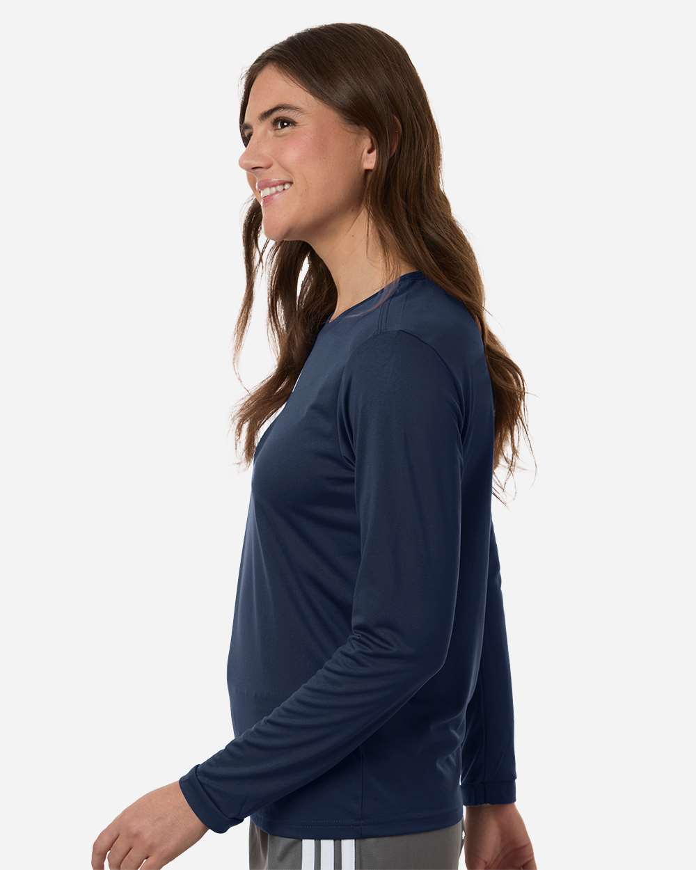 Adidas At105 Women’s Pregame Scoop Neck Long Sleeve T-shirt - Team Navy Blue White
