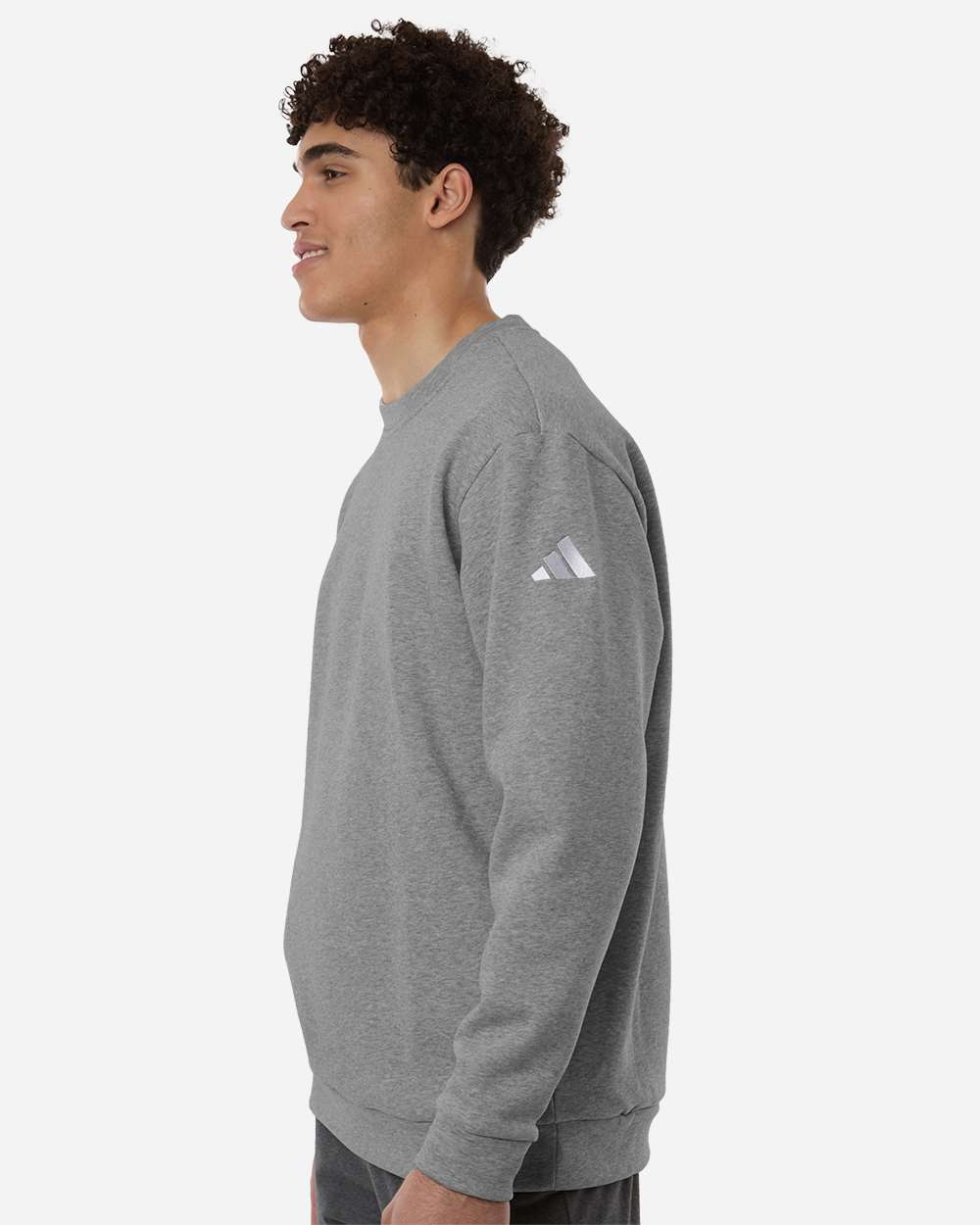 Adidas At200 Men’s Fleece Crewneck Sweatshirt - Medium Grey Heather White