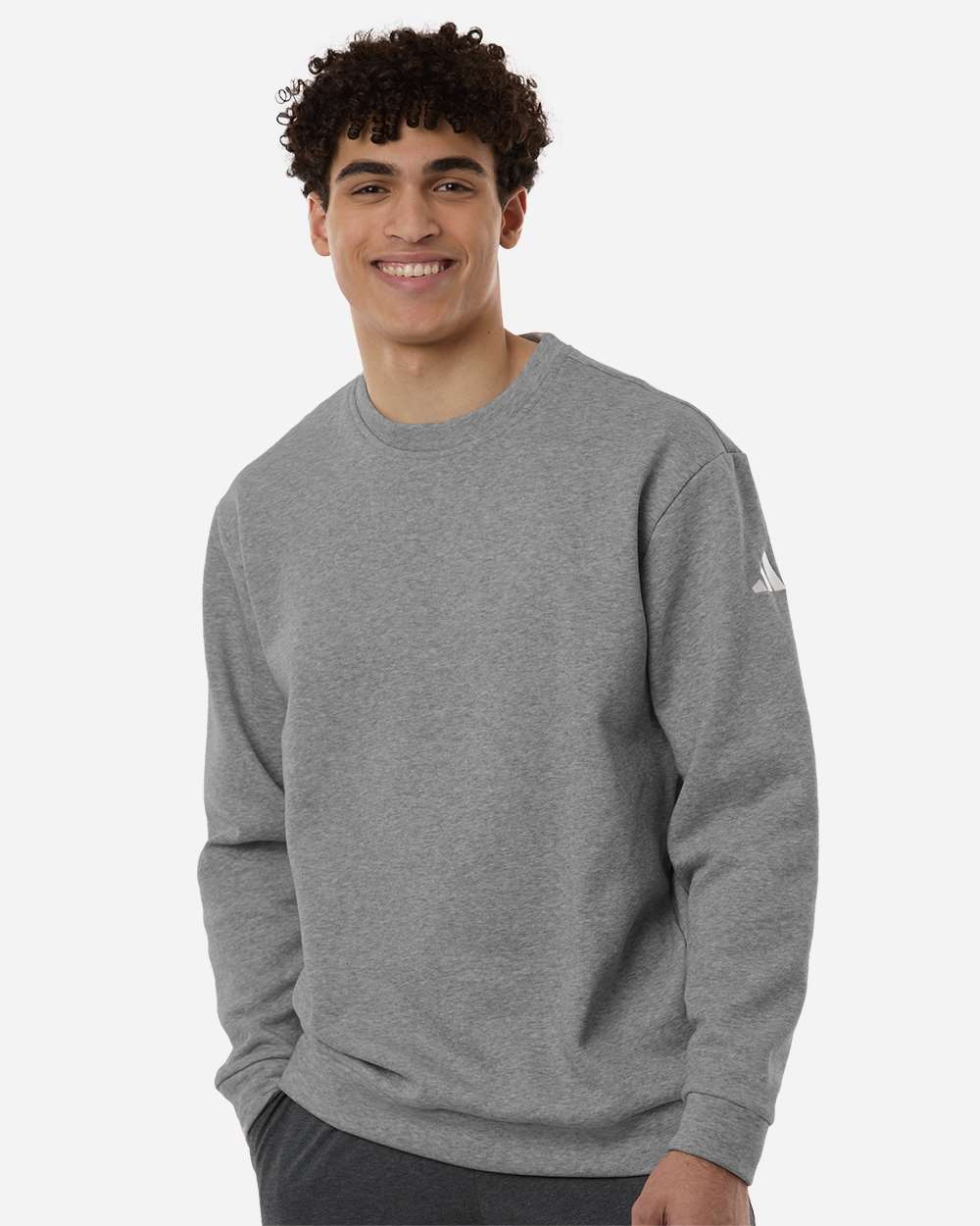 Adidas At200 Men’s Fleece Crewneck Sweatshirt - Medium Grey Heather White