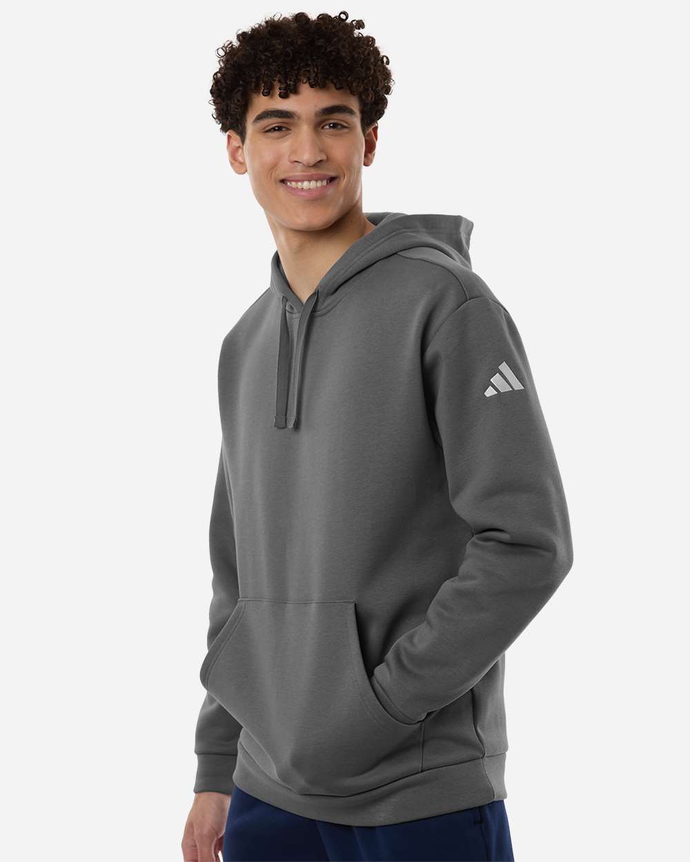 Adidas At203 Men’s Fleece Hooded Sweatshirt - Team Grey Four White