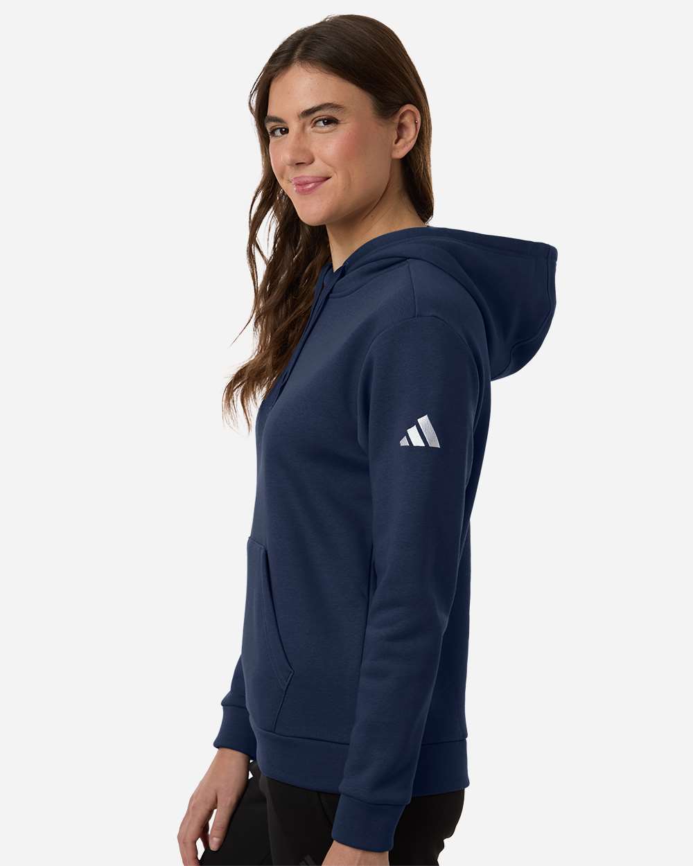 Adidas At204 Women’s Fleece Hooded Sweatshirt - Team Navy Blue White