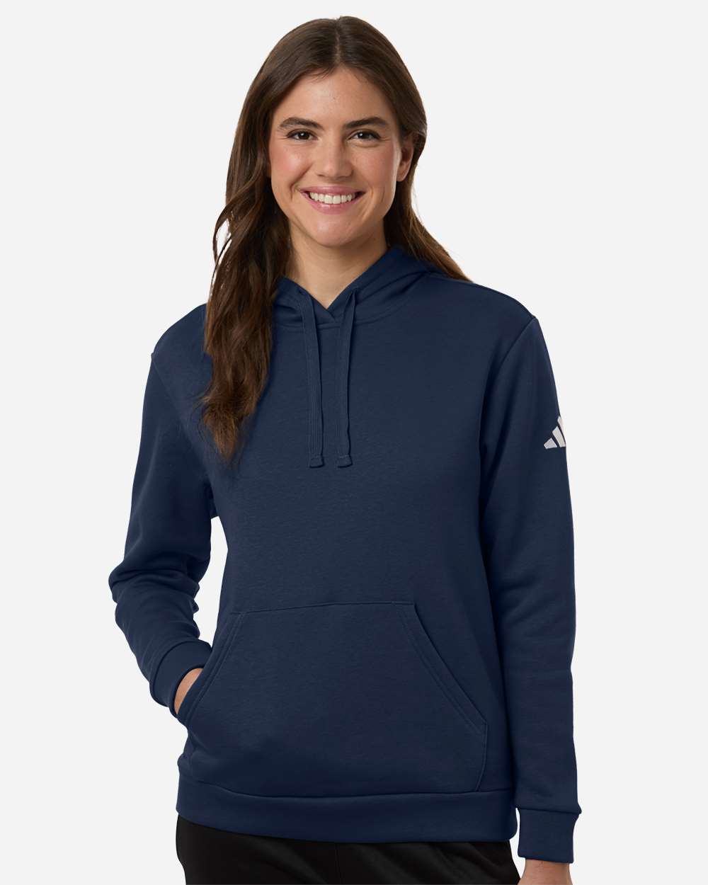 Adidas At204 Women’s Fleece Hooded Sweatshirt - Team Navy Blue White