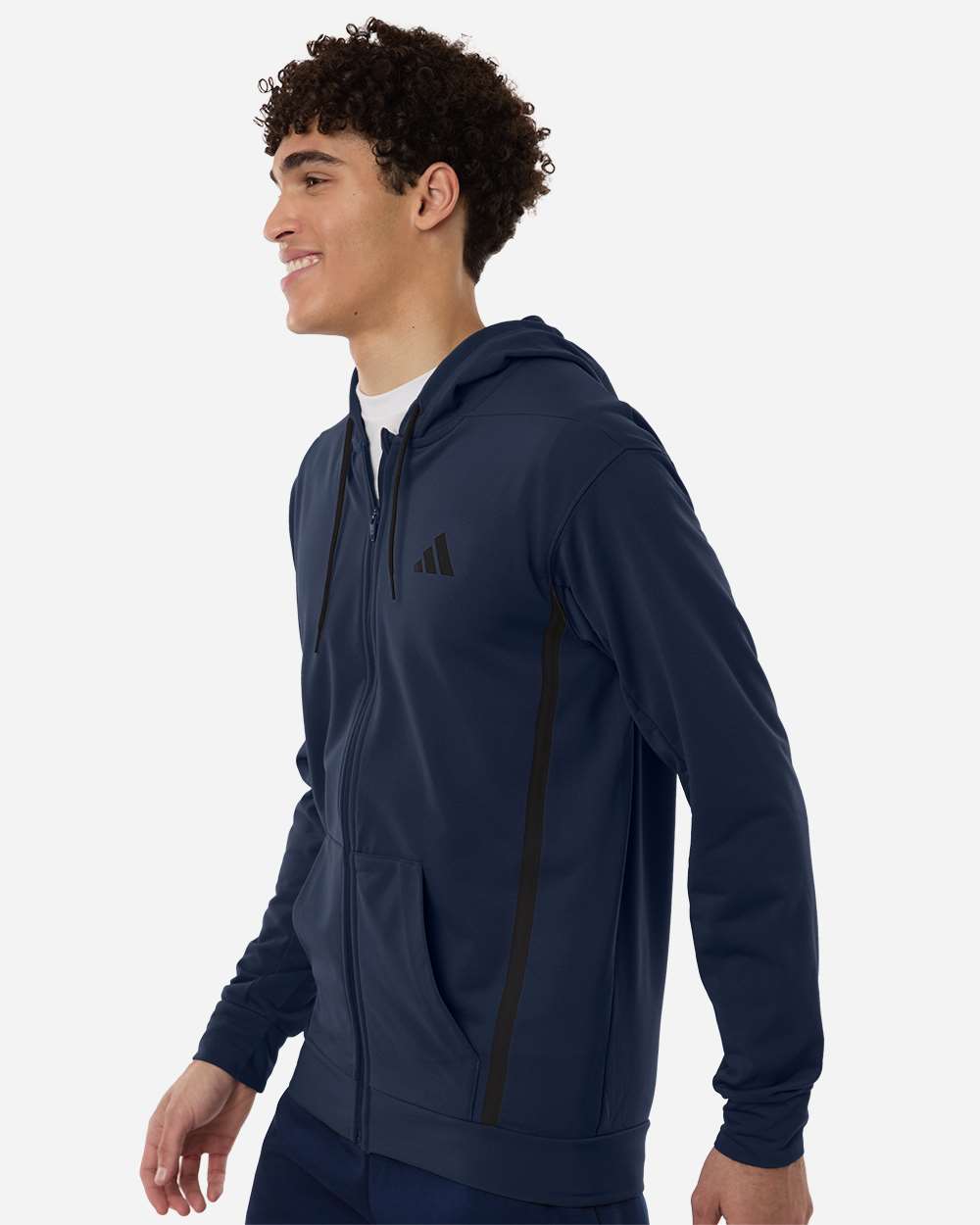 Adidas At208 Men’s Game & Go Fleece Full-zip Hooded Sweatshirt - Team Navy Blue