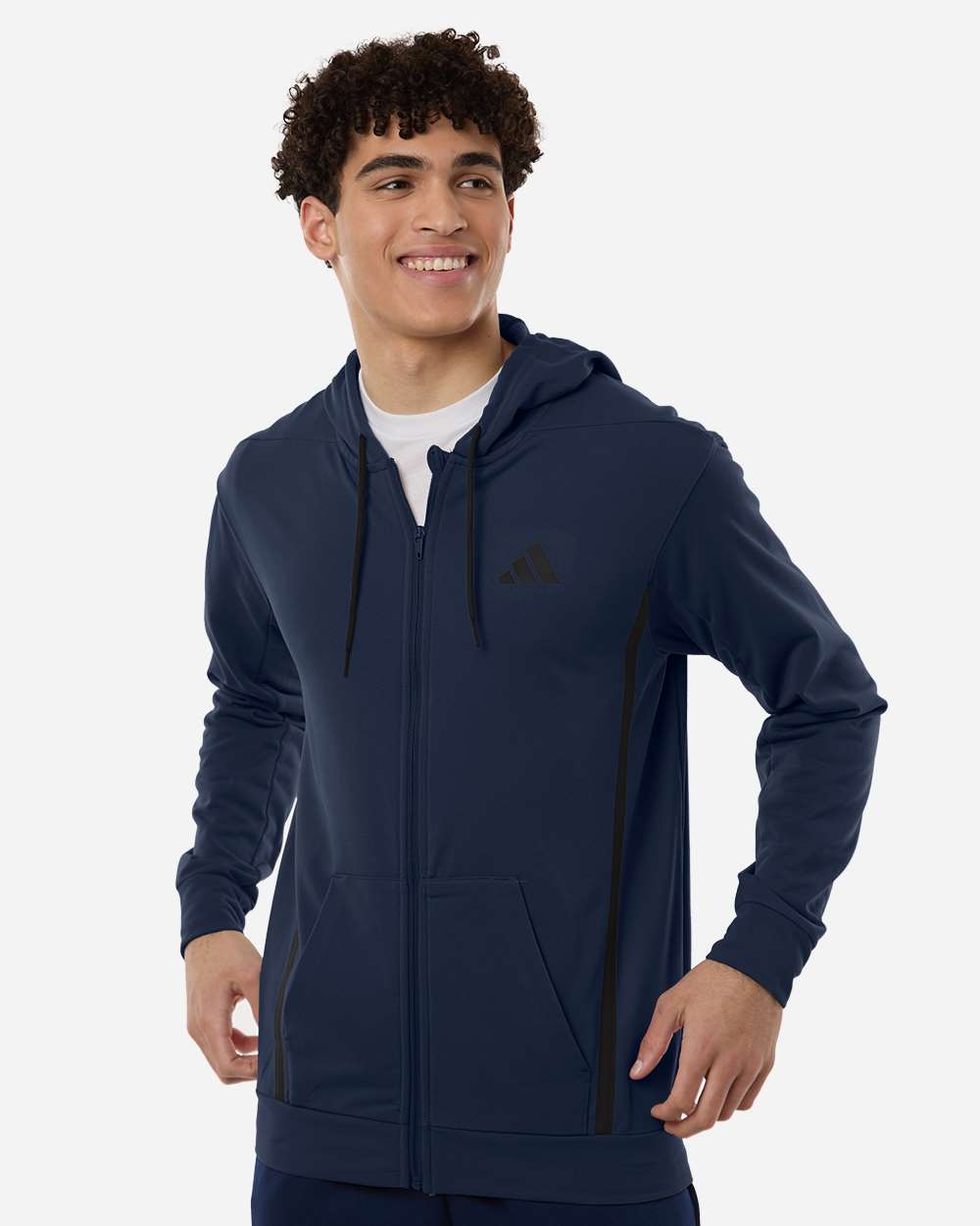 Adidas At208 Men’s Game & Go Fleece Full-zip Hooded Sweatshirt - Team Navy Blue