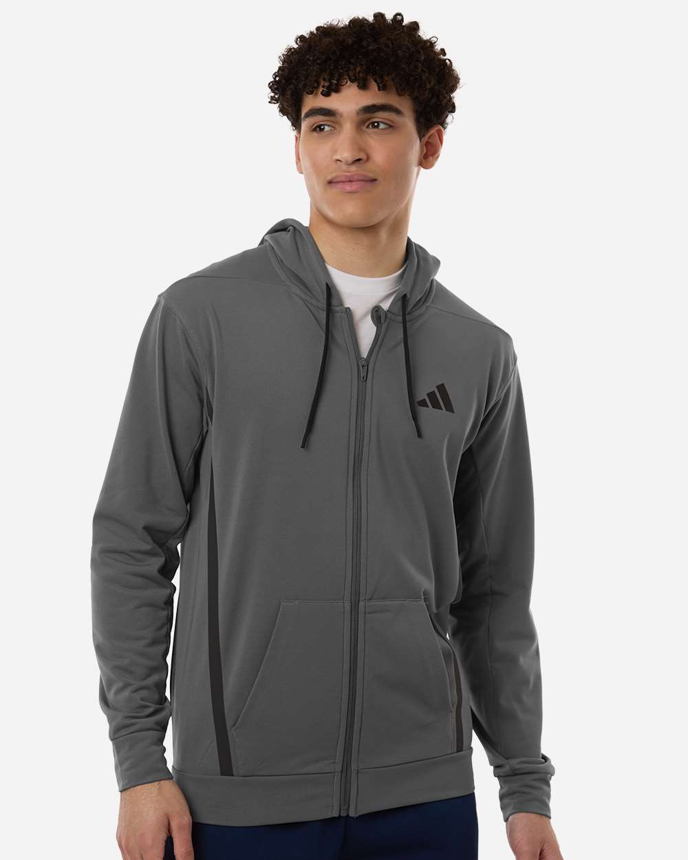 Adidas At208 Men’s Game & Go Fleece Full-zip Hooded Sweatshirt - Team Grey Four