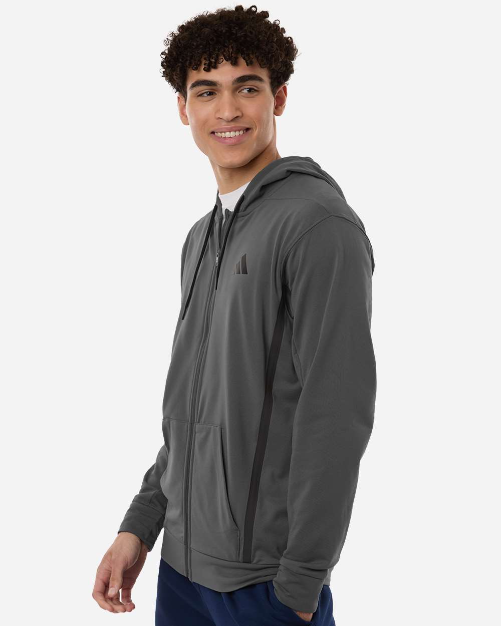 Adidas At208 Men’s Game & Go Fleece Full-zip Hooded Sweatshirt - Team Grey Four