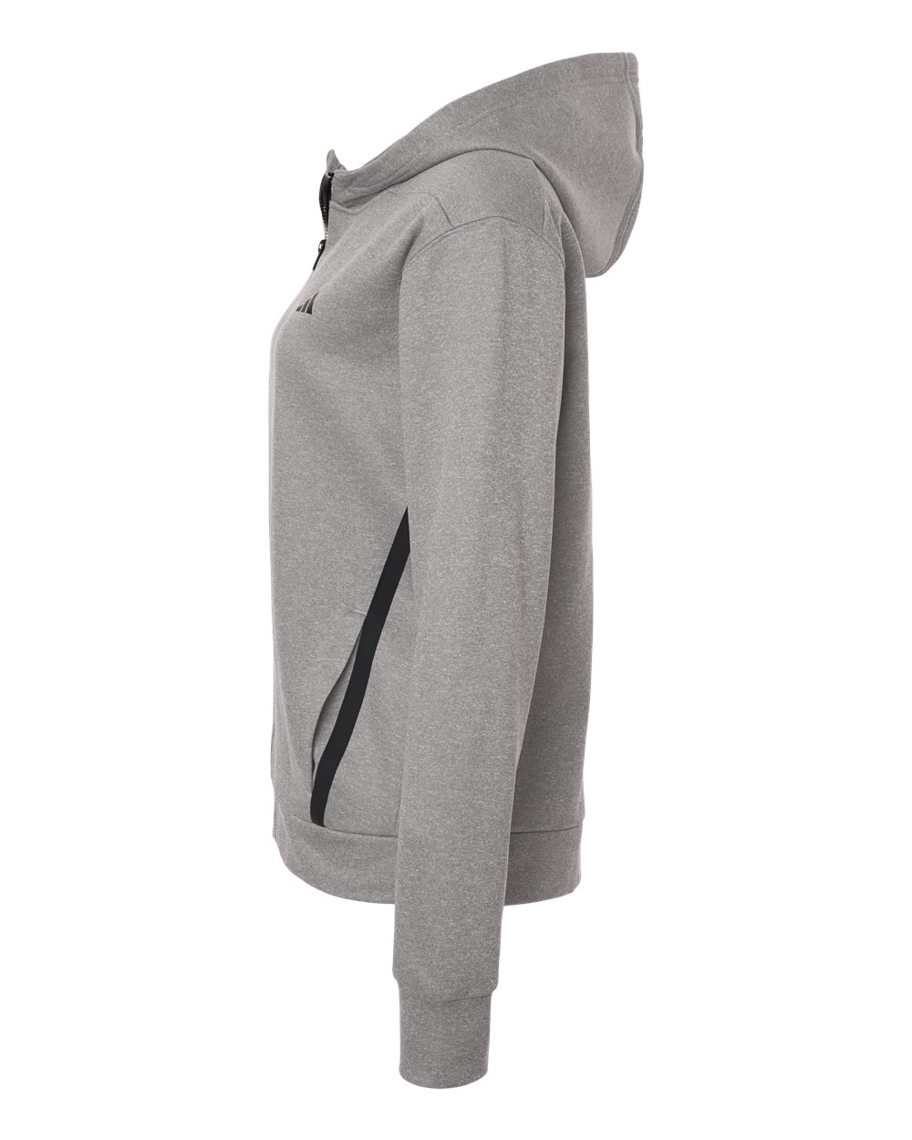 Adidas At209 Women’s Game & Go Fleece Full-zip Hooded Sweatshirt - Medium Grey Heather Black