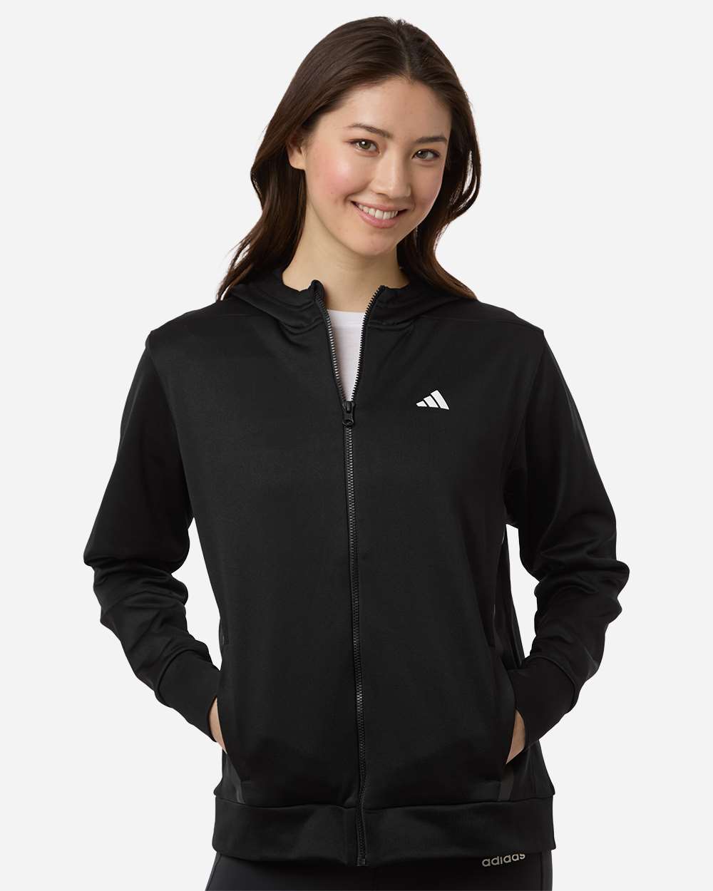 Adidas At209 Women’s Game & Go Fleece Full-zip Hooded Sweatshirt - Black White