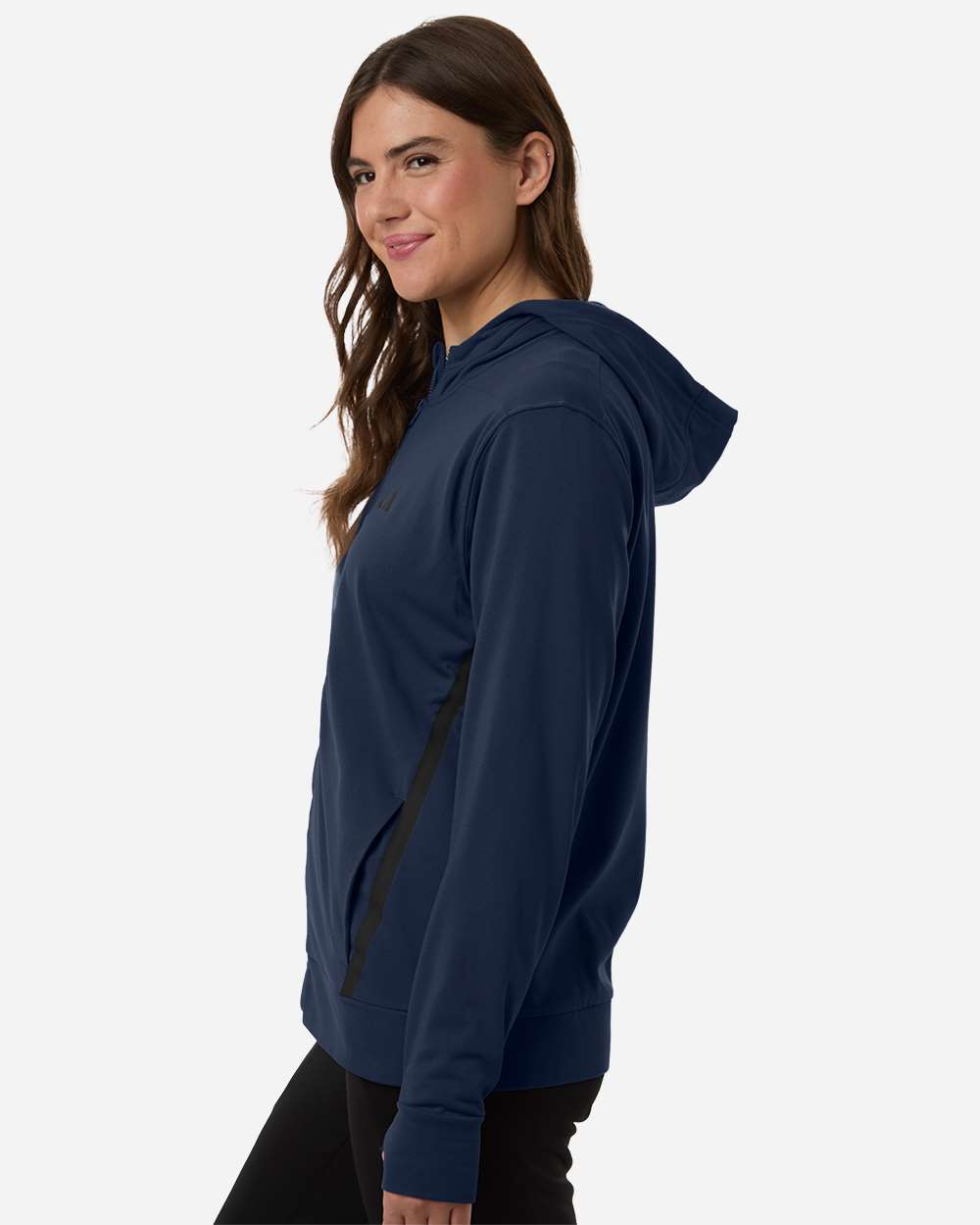 Adidas At209 Women’s Game & Go Fleece Full-zip Hooded Sweatshirt - Team Navy Blue Black