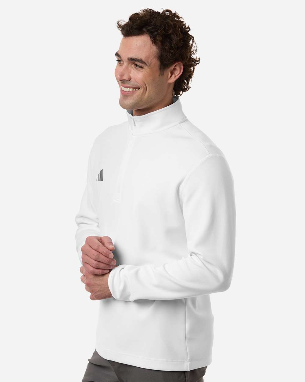 Adidas At400 Men’s 3-stripes Quarter-zip Pullover - White Team Grey Four