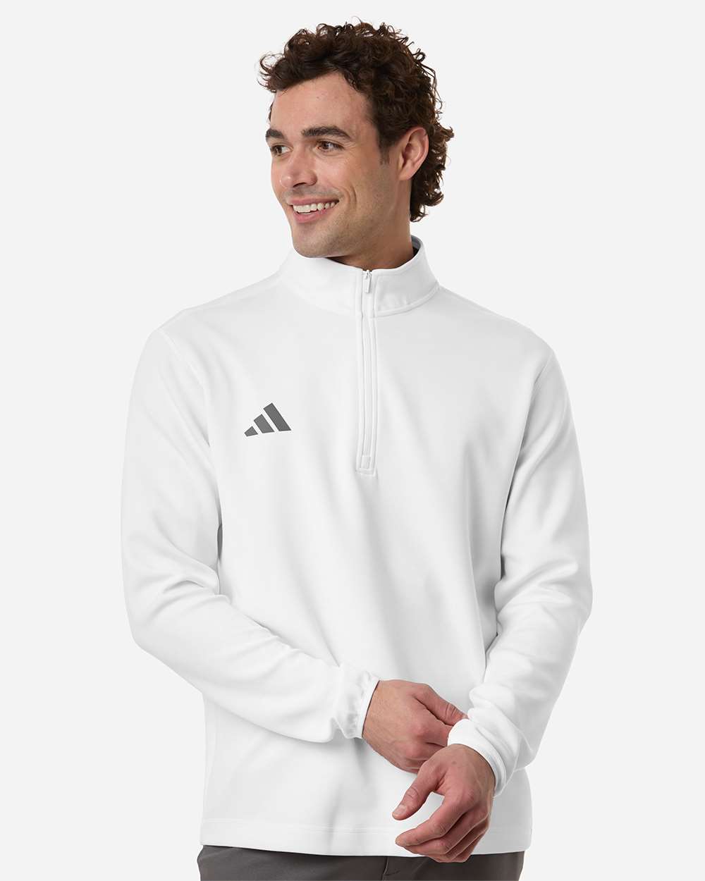 Adidas At400 Men’s 3-stripes Quarter-zip Pullover - White Team Grey Four
