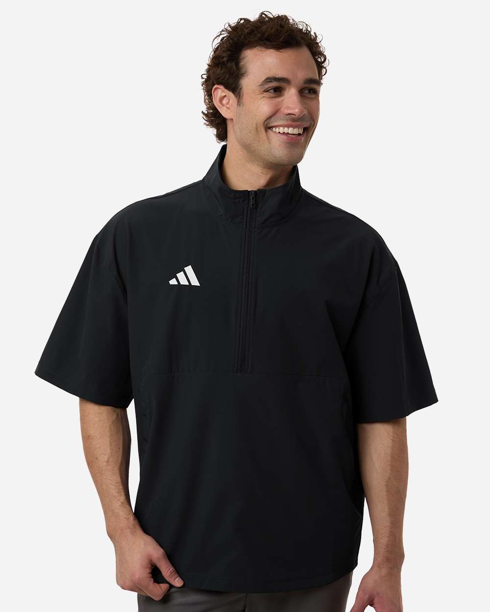 Adidas At505 Men’s Short Sleeve Quarter-zip Pullover - Black White