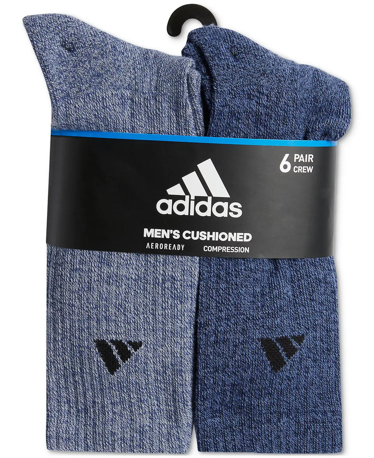 Adidas Athletic Cushioned Crew 6-pack Men’s Socks - Tech Indigo Blue Gray Navy - y