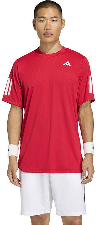 Adidas Club 3 Stripes Tee Men’s - Pure Ruby