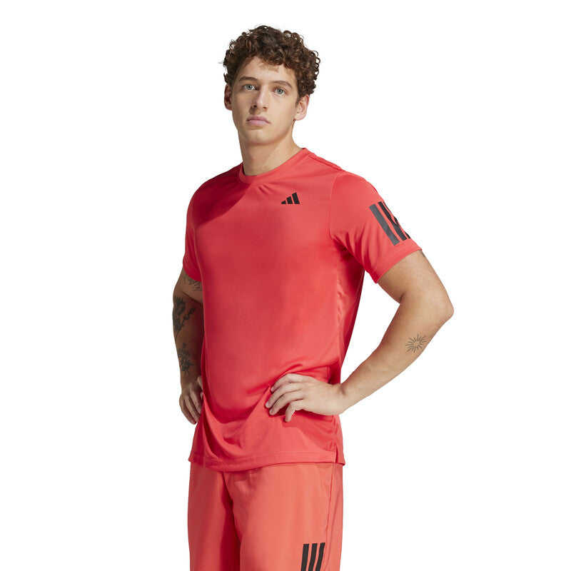 Adidas Club 3 Stripes Tee - Red / s