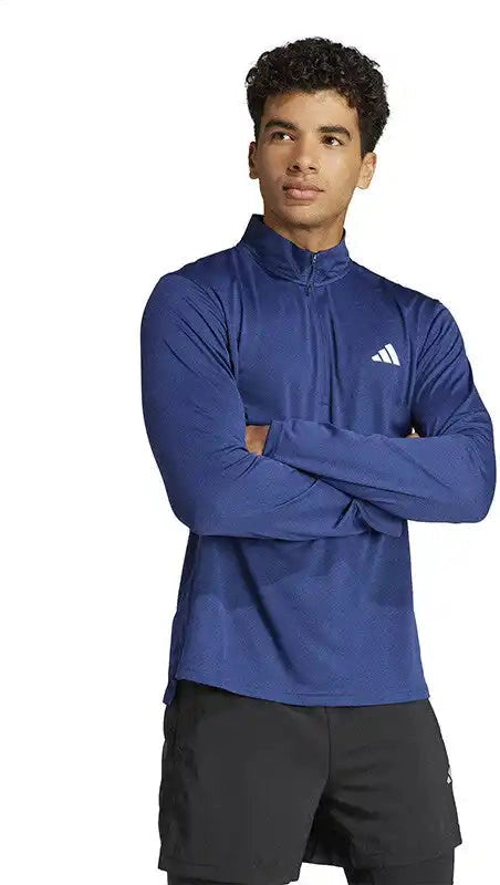 Adidas Train Essentials 1/4 Zip Long Sleeve Tee Blue