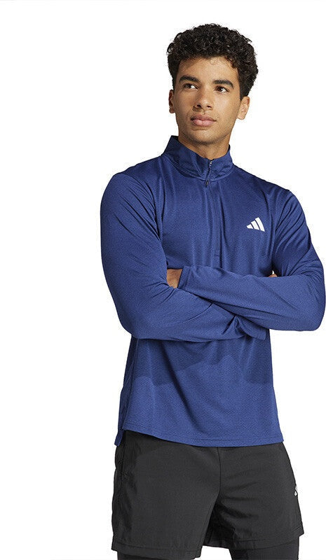 Adidas Train Essentials 1/4 Zip Long Sleeve Tee (m) - Blue