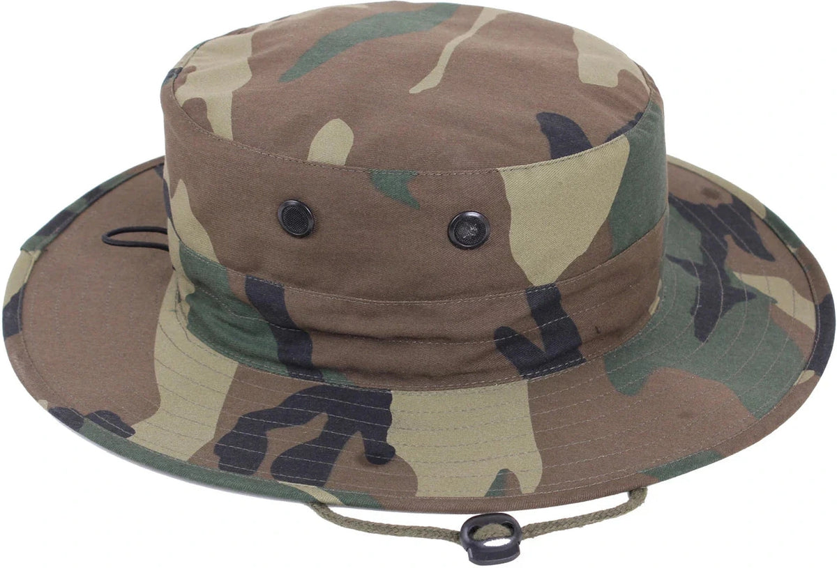 Adjustable Boonie Hat - Woodland Camo