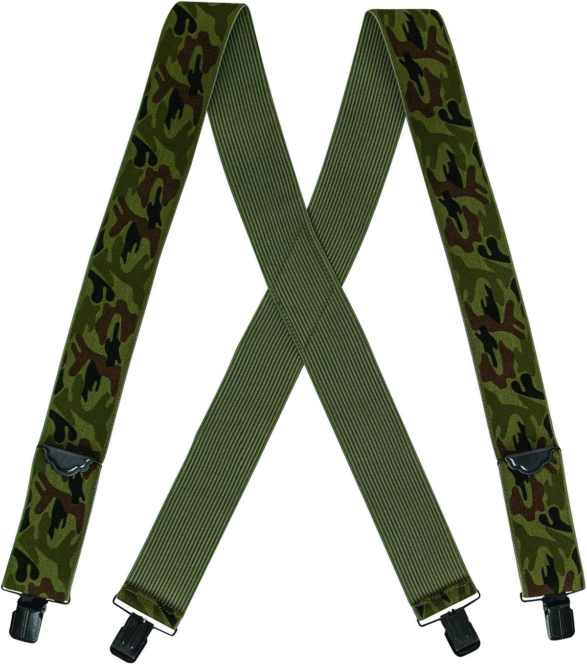 Adjustable Elastic X-back Pant Suspenders - Woodland Camo