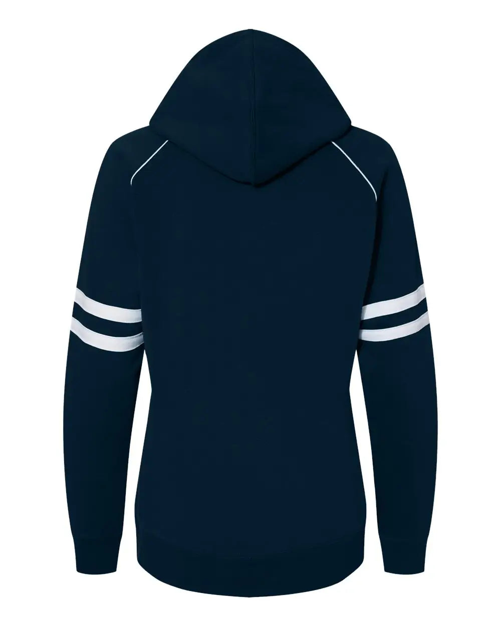 J. America 8645 Women’s Varsity Fleece Piped Hooded Sweatshirt - Navy - s