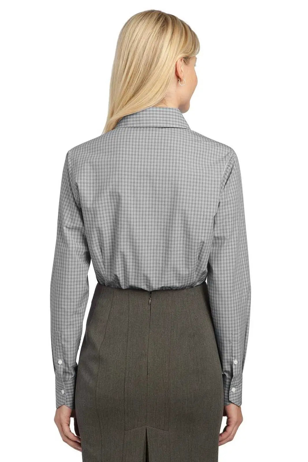 Port Authority L639 Ladies Plaid Pattern Easy Care Shirt - Charcoal