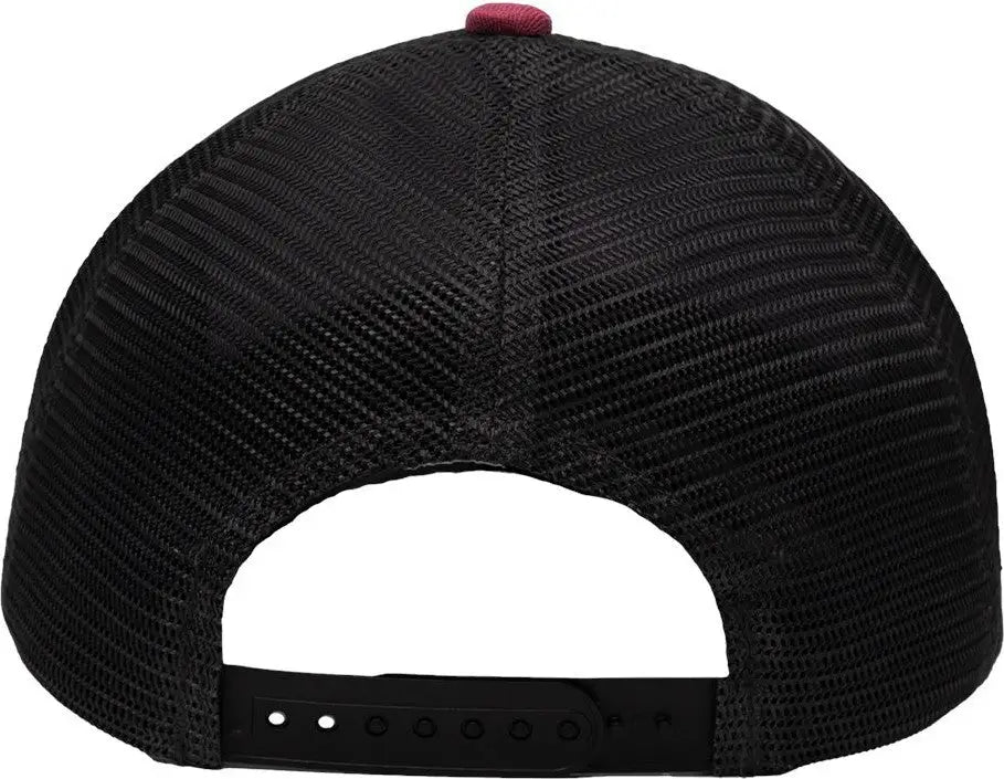 Sportsman Sp1450 Traditional Lo-pro Mesh Back Trucker Fit Cap - Chino Maroon Black - one Size Fits Most