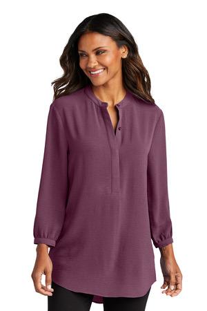 AegeanBlue Port Authority Women's 3/4-Sleeve Textured Crepe Tunic LW713