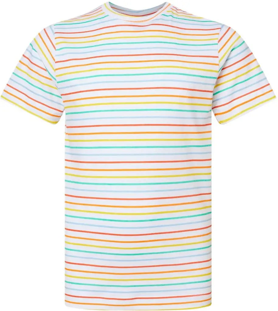 Lat 6101 Youth Fine Jersey Tee - Rainbow Stripe - Multi Colored / Xs