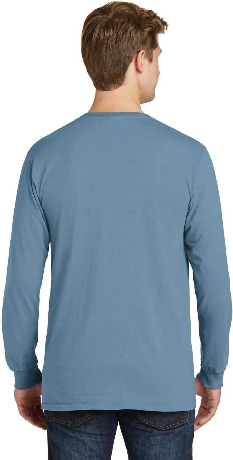 Port & Company Pc099lsp Beach Wash Garment-dyed Long Sleeve Pocket Tee - Mist