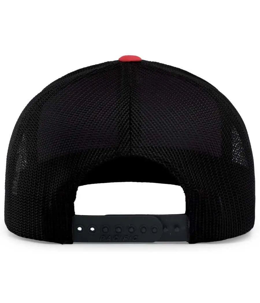 Pacific Headwear 104c Trucker Snapback Cap - Navy Red - 7’’ - 7 7/8’’