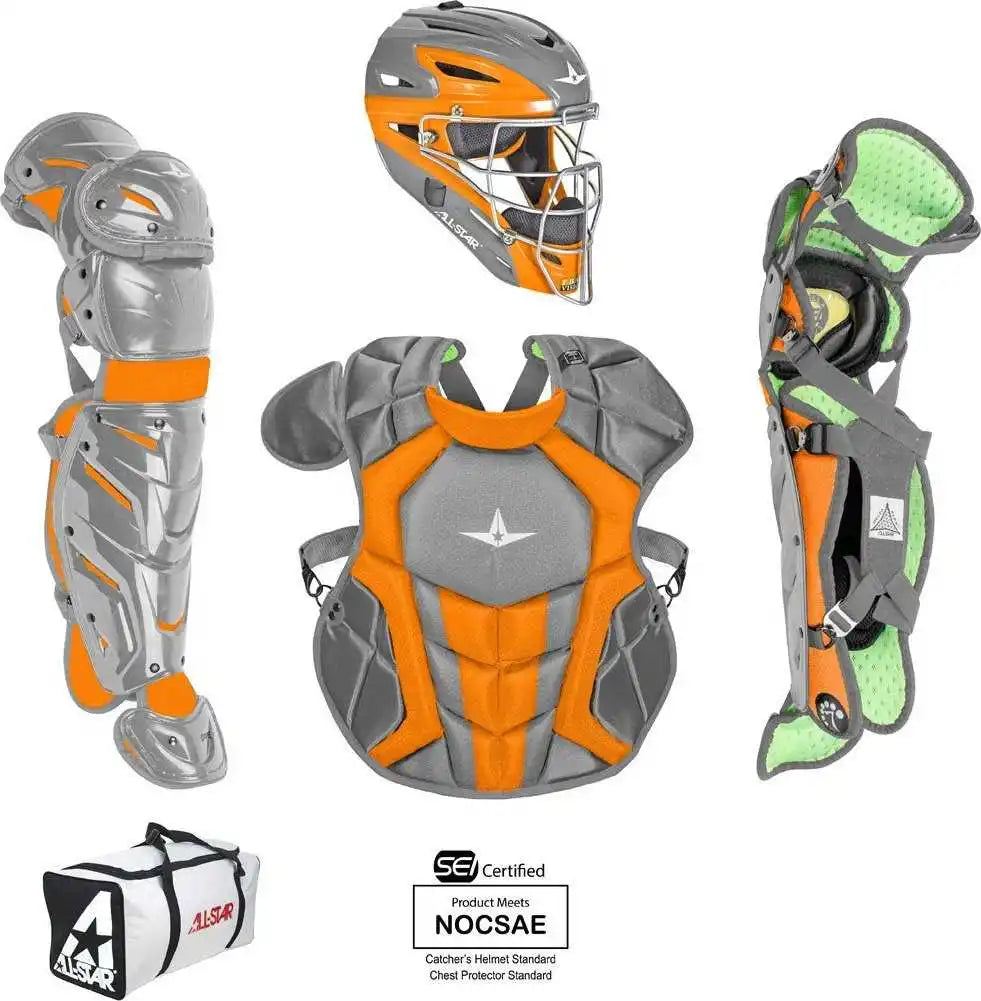 All-star System 7 Certified Nocsae Young Pro Catcher’s Set (ages 9-12) - Dark Gray Orange - Graphite