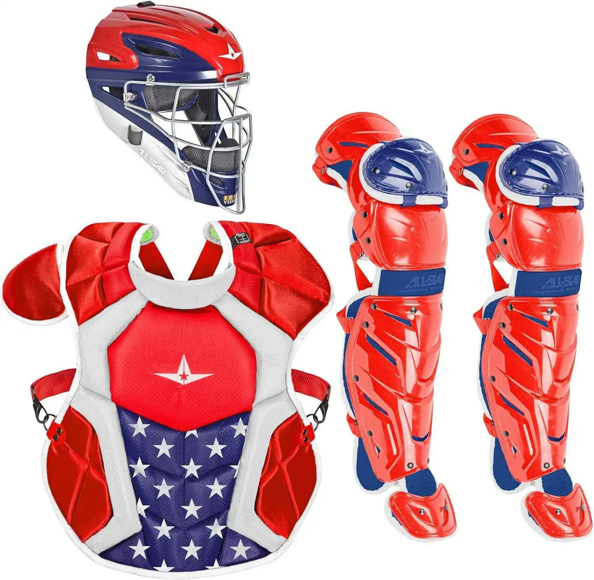 All Star System 7 Certified Nocsae Young Pro Catcher’s Set (ages 9 12) Usa Red Navy