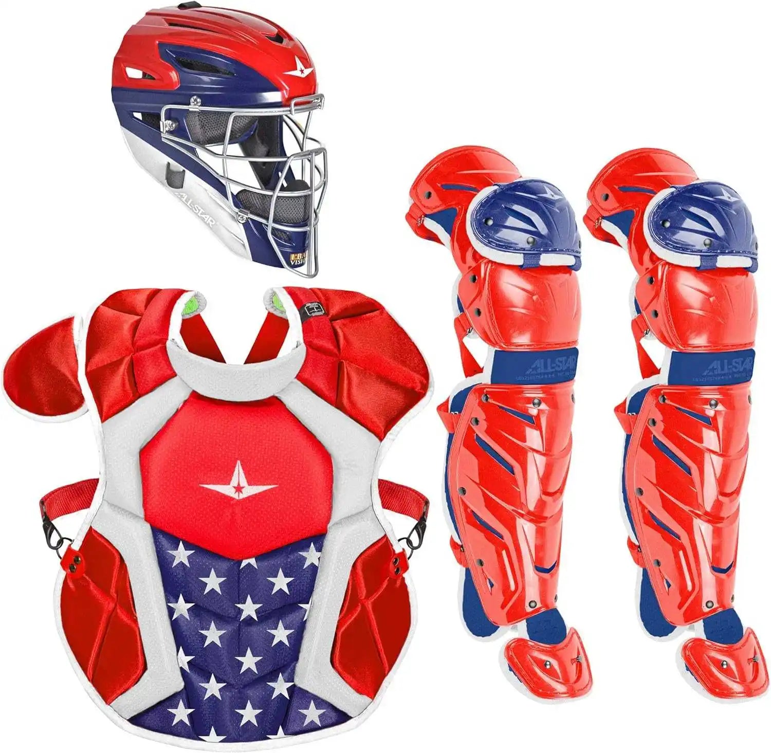 All-star System 7 Certified Nocsae Young Pro Catcher’s Set (ages 9-12) - Usa - Red Navy