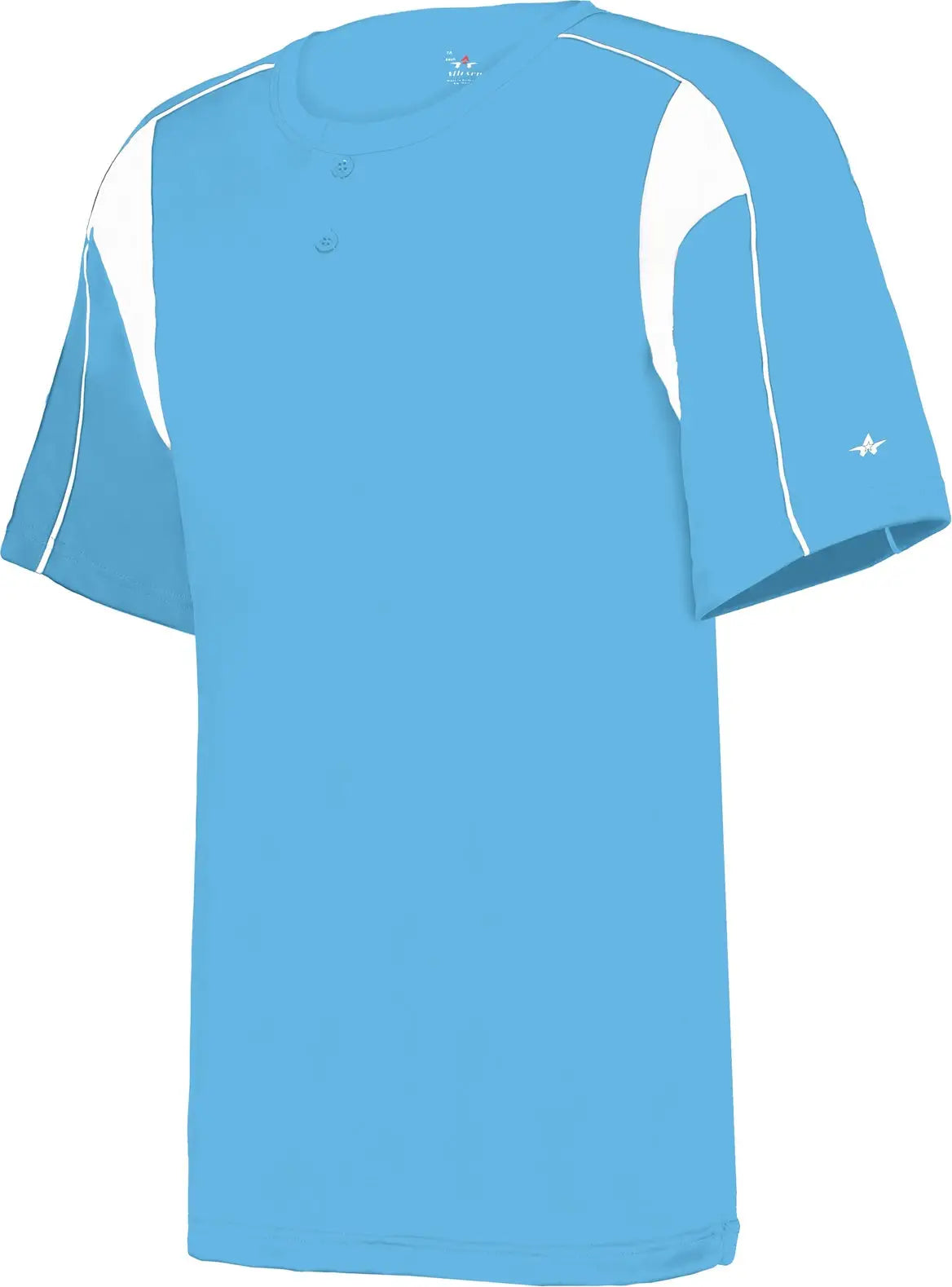 Alleson Athletic 2937 Youth Pro Placket Baseball Jersey - Columbia Blue White - Xs