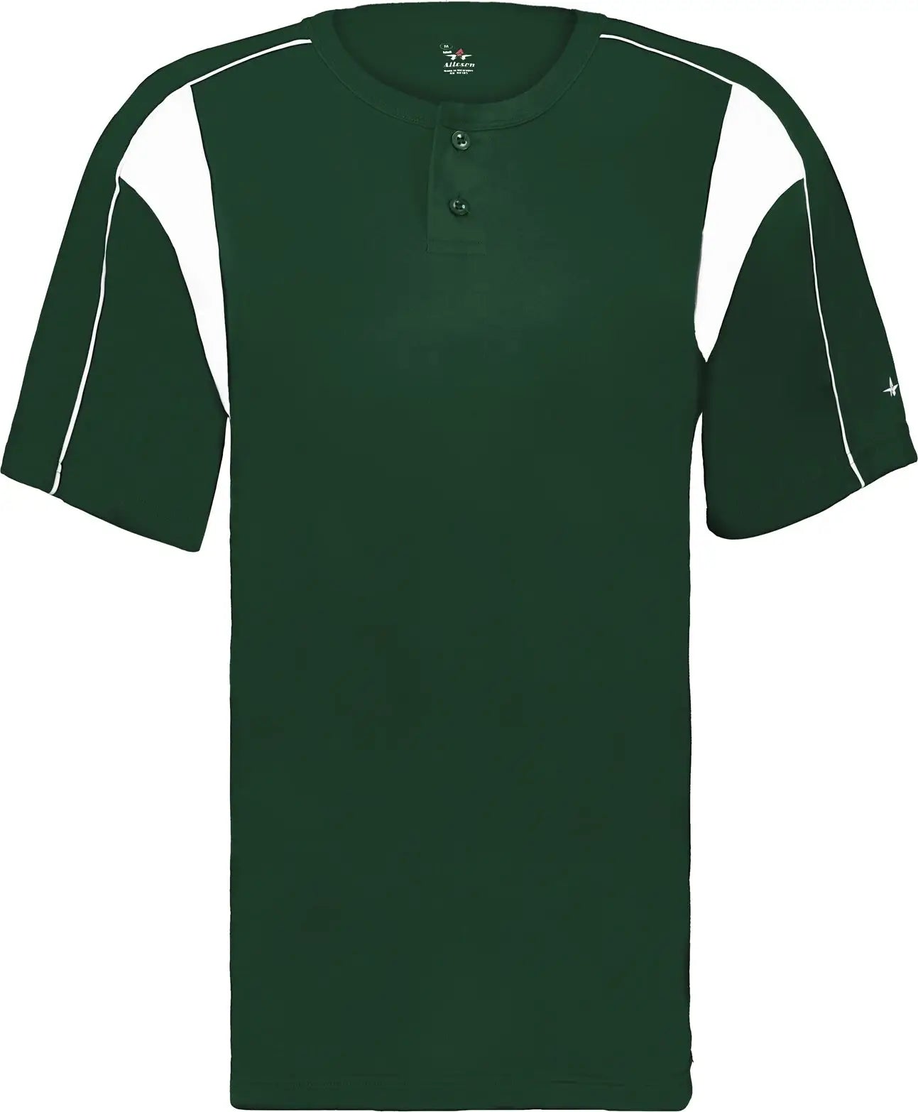 Alleson Athletic 2937 Youth Pro Placket Baseball Jersey - Forest White - Xs
