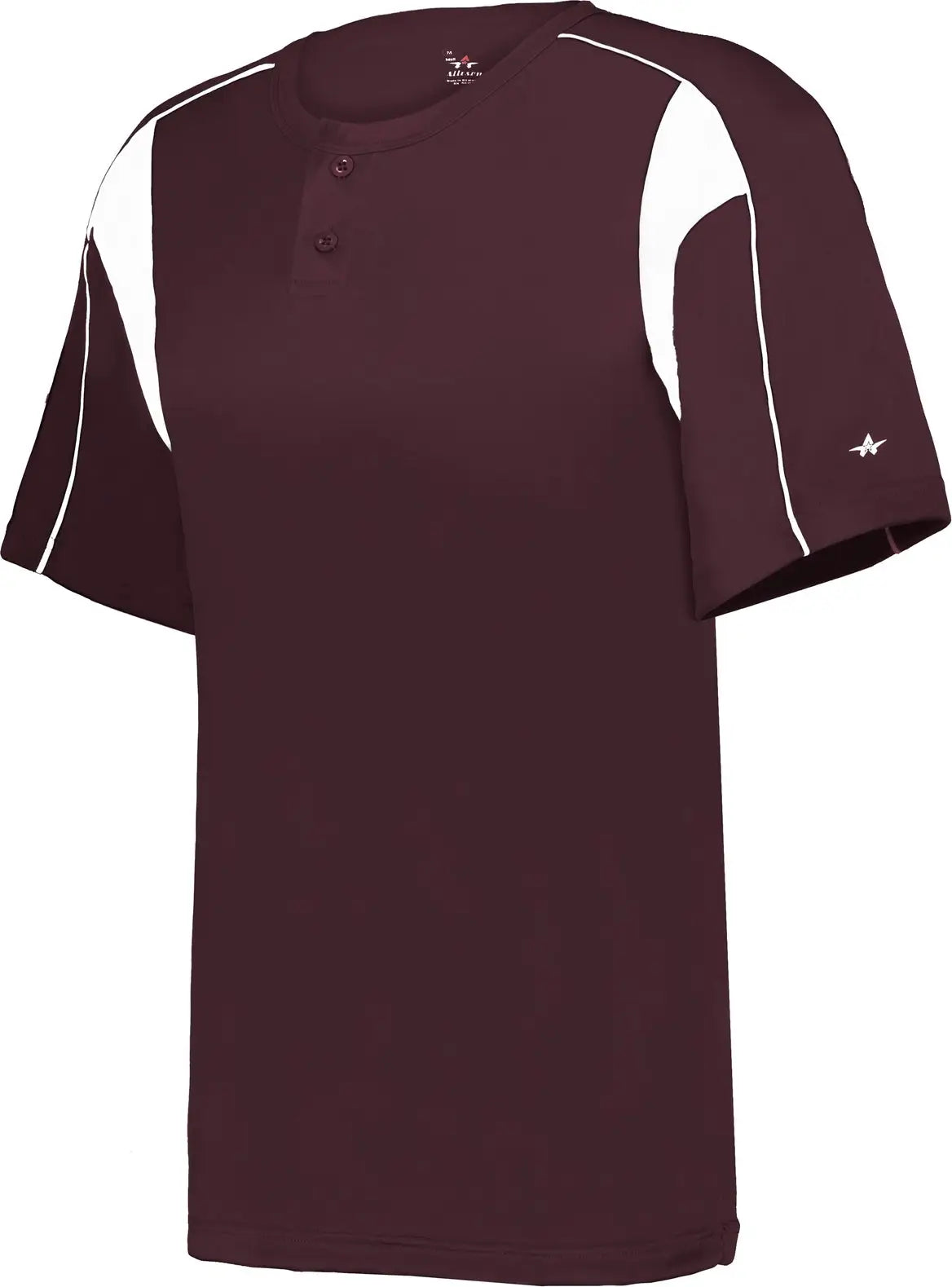 Alleson Athletic 2937 Youth Pro Placket Baseball Jersey - Maroon White - Xs