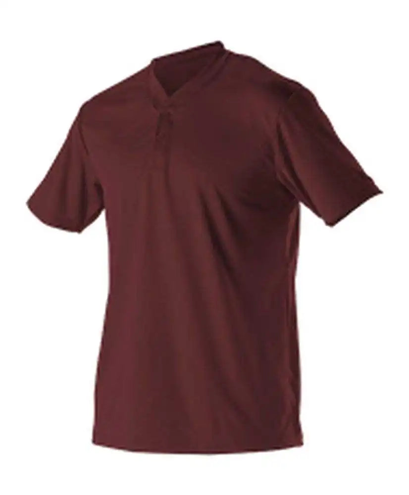 Alleson Athletic 522mm Adult Baseball 2 Button Henley Jersey - Maroon