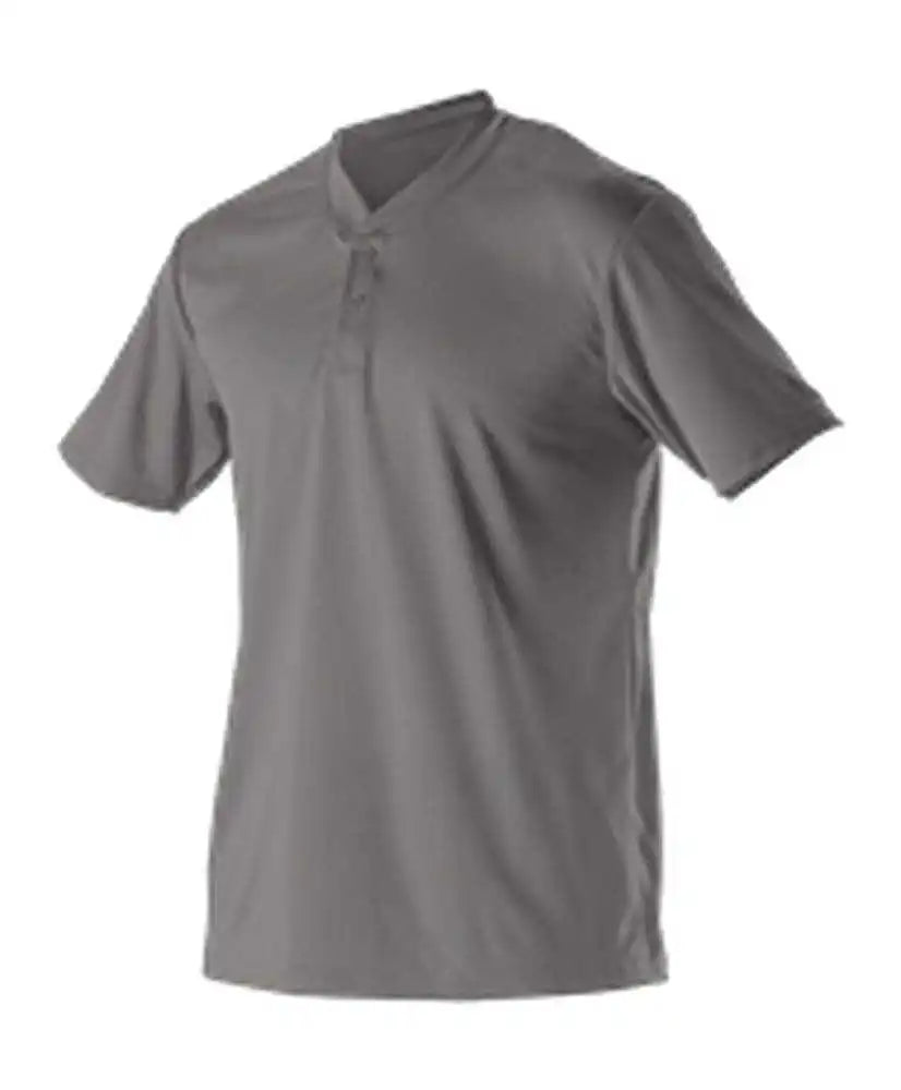 Alleson Athletic 522mm Adult Baseball 2 Button Henley Jersey - Silver