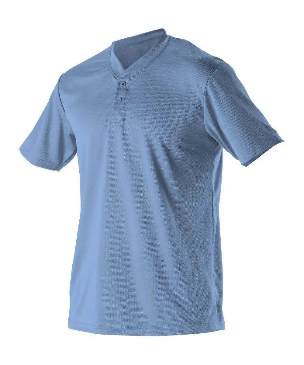 Alleson Athletic 522mmy Youth Baseball 2 Button Henley Jersey - Carolina Blue