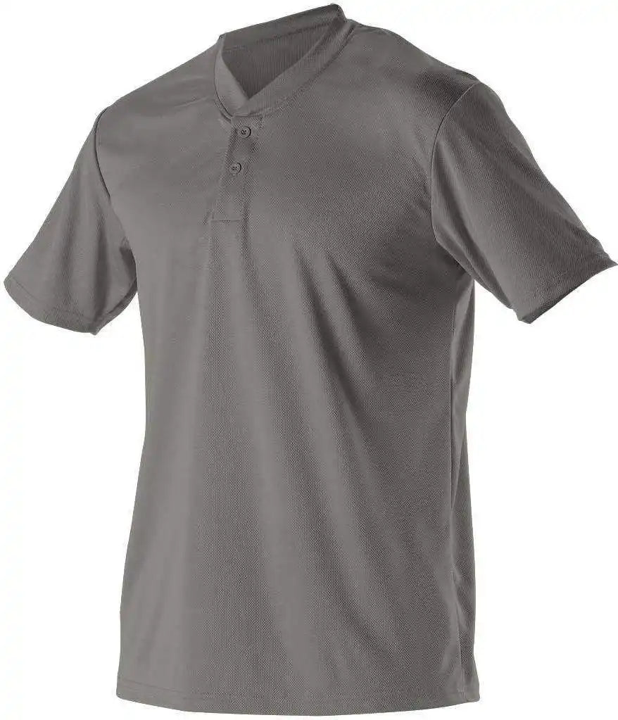 Alleson Athletic 522mmy Youth Baseball 2 Button Henley Jersey Silver