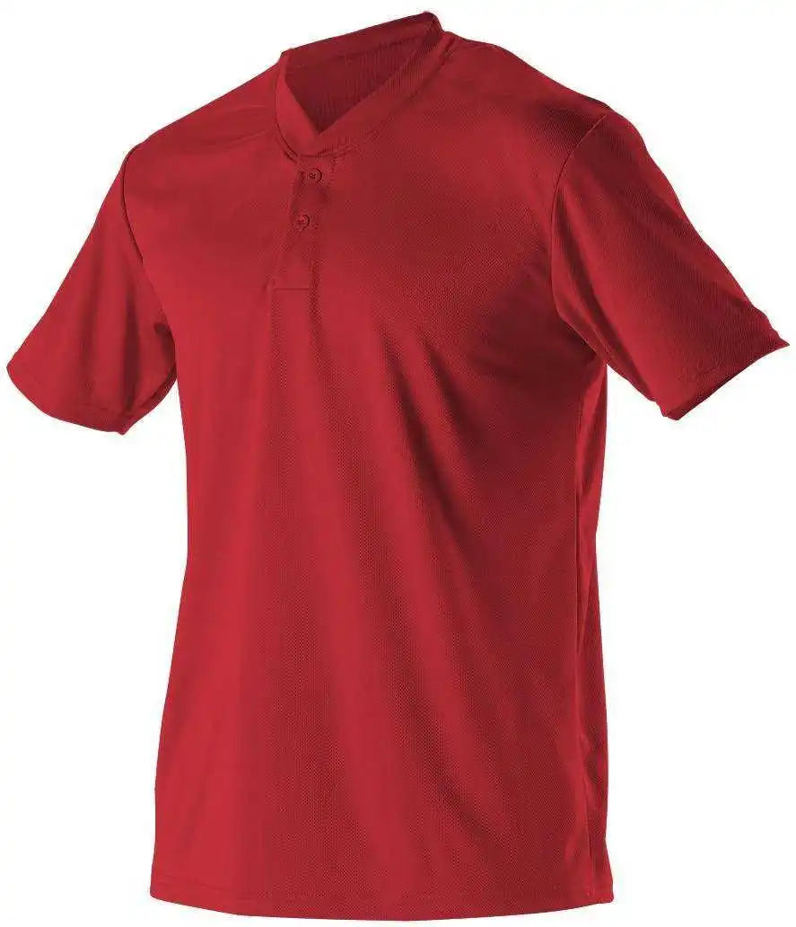 Alleson Athletic 522mmy Youth Baseball 2 Button Henley Jersey - Scarlet