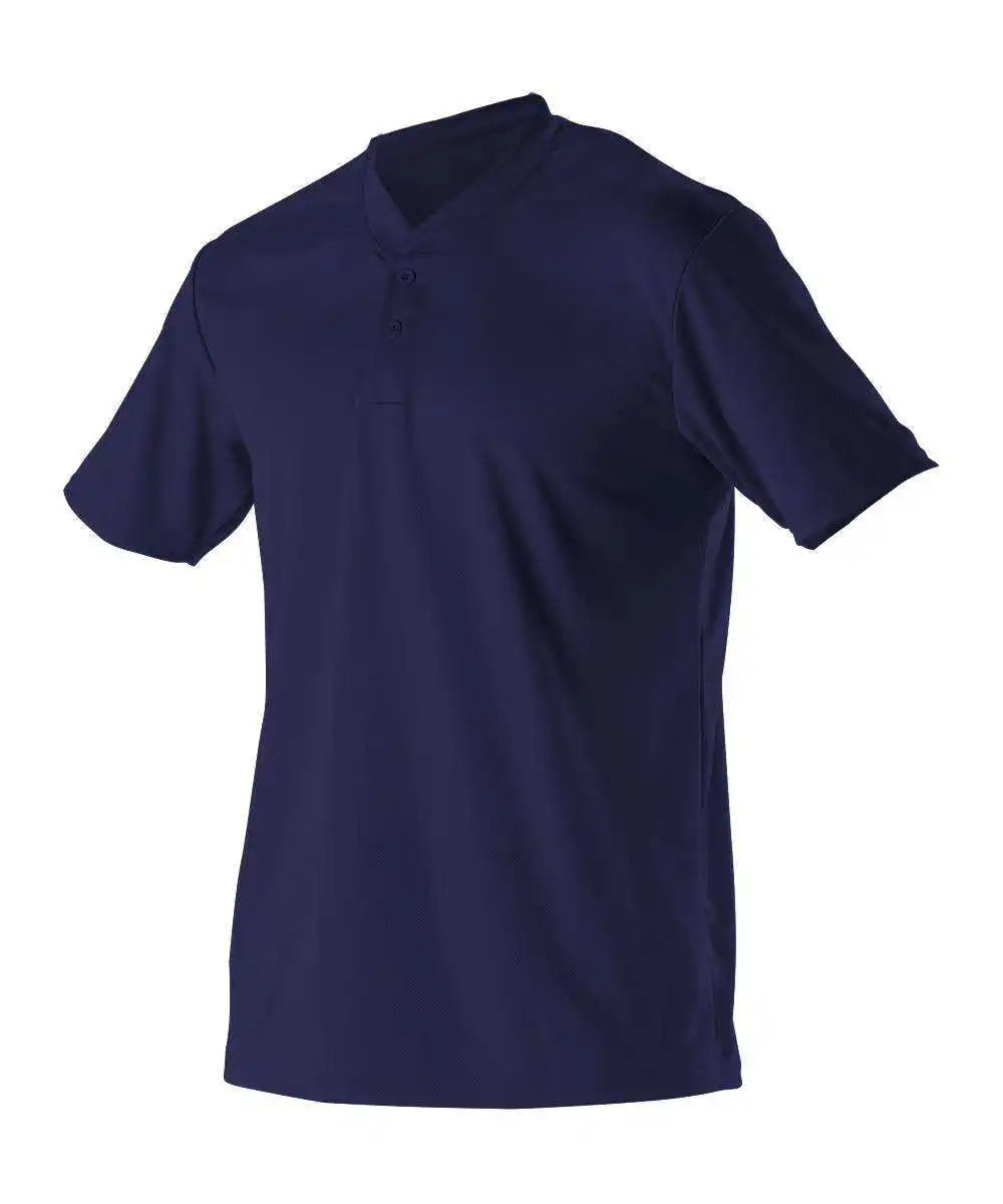 Alleson Athletic 522mmy Youth Baseball 2 Button Henley Jersey Navy