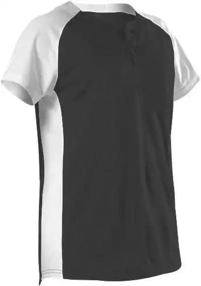 Alleson Athletic 522pdwg Girl’s Two Button Fastpitch Jersey - Black White