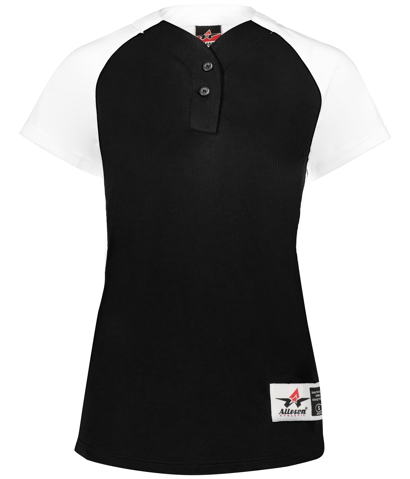 Alleson Athletic 522pdwg Girl’s Two Button Fastpitch Jersey - Black White