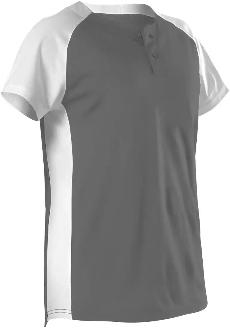 Alleson Athletic 522pdwg Girl’s Two Button Fastpitch Jersey - Charcoal White