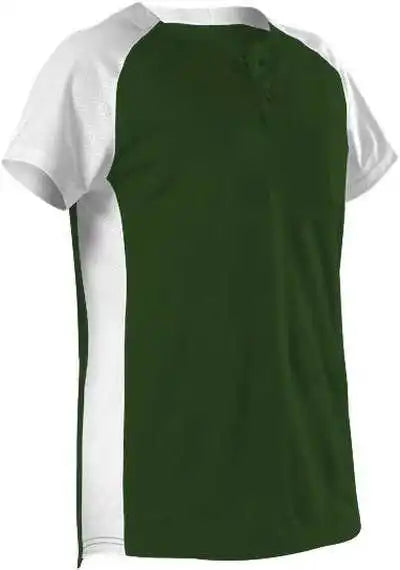 Alleson Athletic 522pdwg Girl’s Two Button Fastpitch Jersey - Forest White