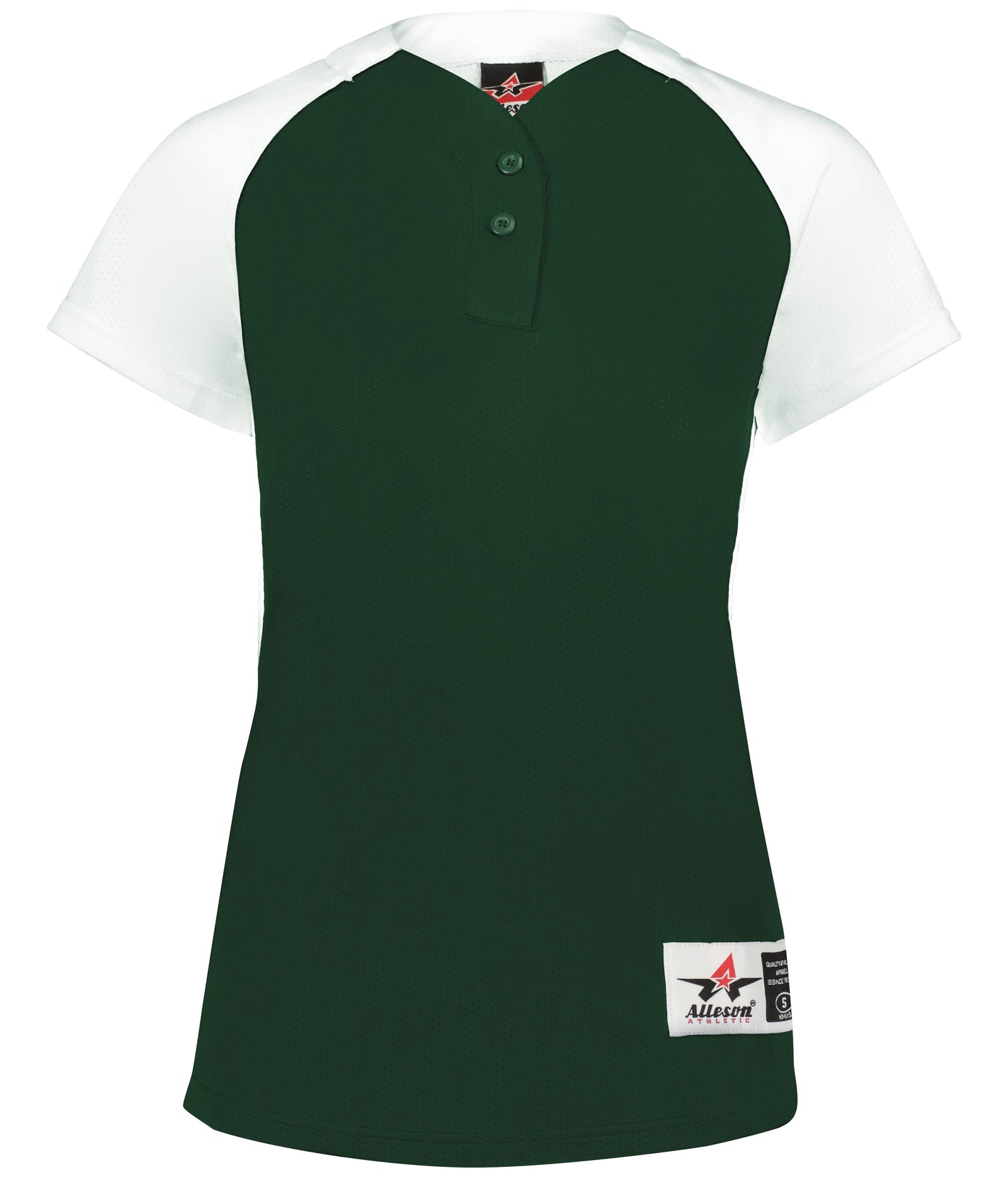 Alleson Athletic 522pdwg Girl’s Two Button Fastpitch Jersey - Forest White