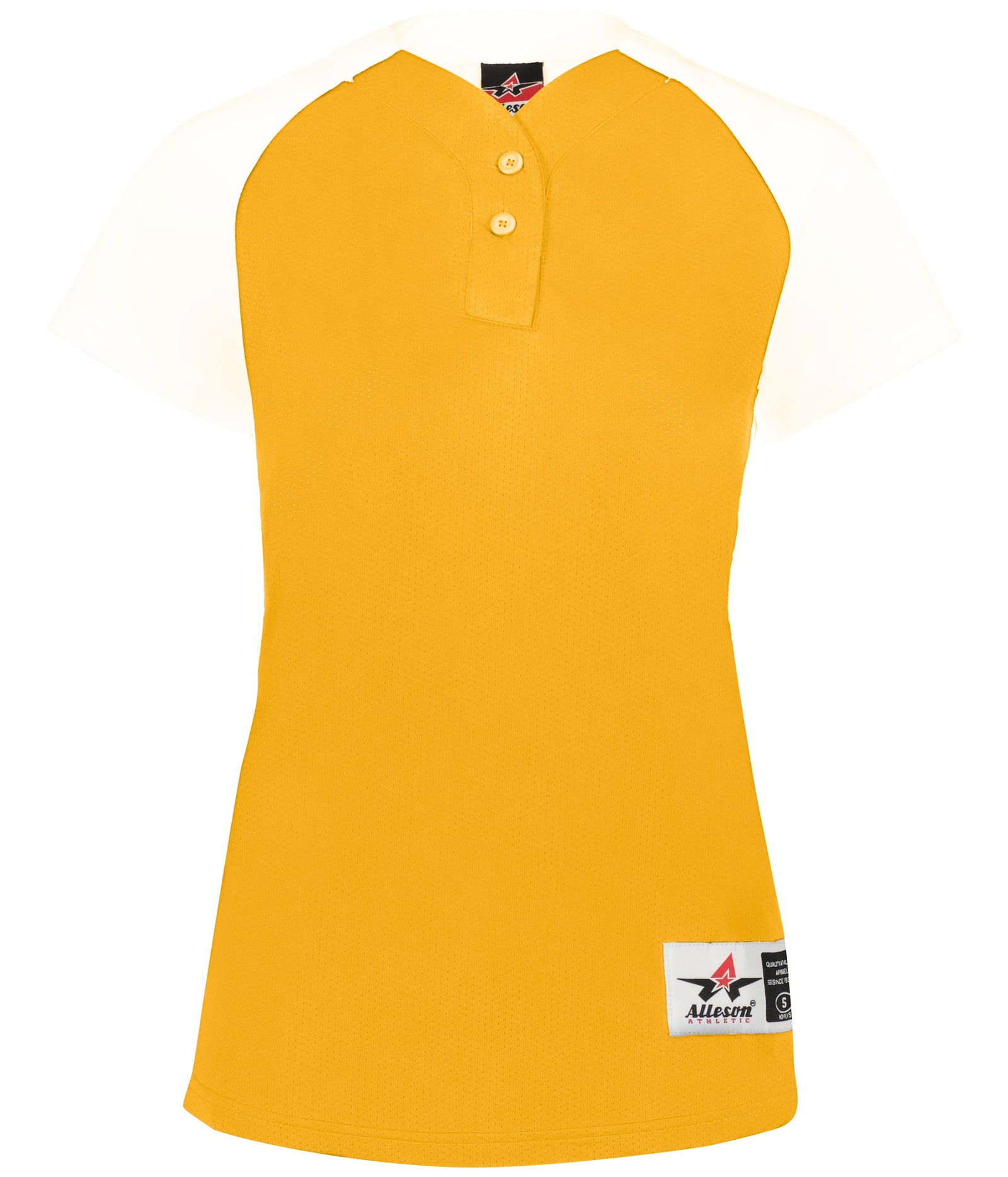 Alleson Athletic 522pdwg Girl’s Two Button Fastpitch Jersey - Light Gold White