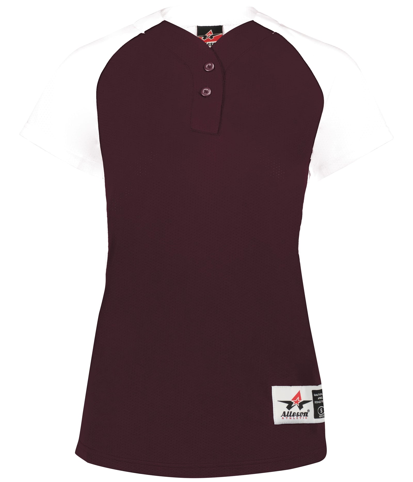 Alleson Athletic 522pdwg Girl’s Two Button Fastpitch Jersey - Maroon White
