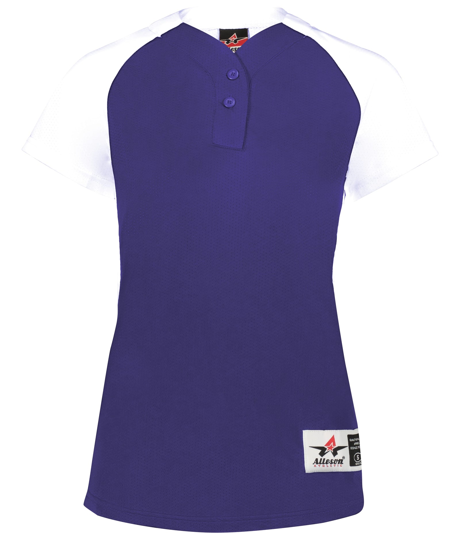 Alleson Athletic 522pdwg Girl’s Two Button Fastpitch Jersey - Purple White